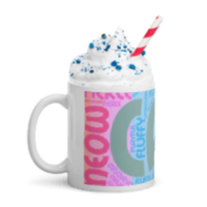 Meow Cat words White glossy mug