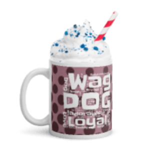 Polka Dog Words White glossy mug
