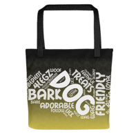 Dog Play on Words Black to Yellow Tote bag