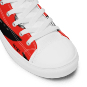 Black Cat and Red Women’s high top canvas shoes