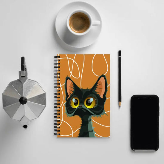 Cat with Orange Background Spiral notebook - 4Legz
