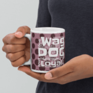 Polka Dog Words White glossy mug