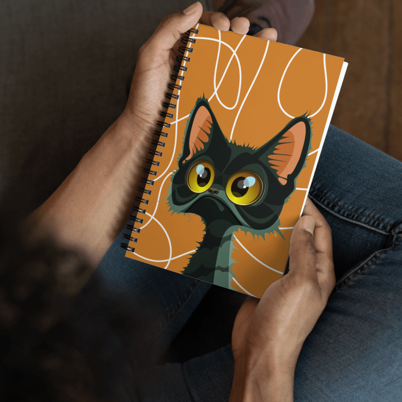 Cat with Orange Background Spiral notebook