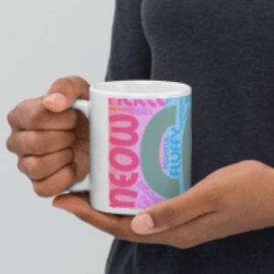 Meow Cat words White glossy mug