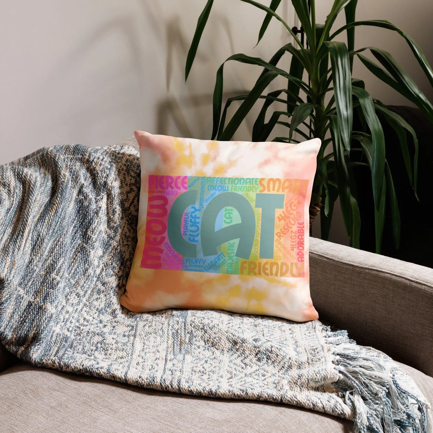 Cat Rainbow Pillow - Vibrant Basic Pillow for Cat Lovers - 4Legz