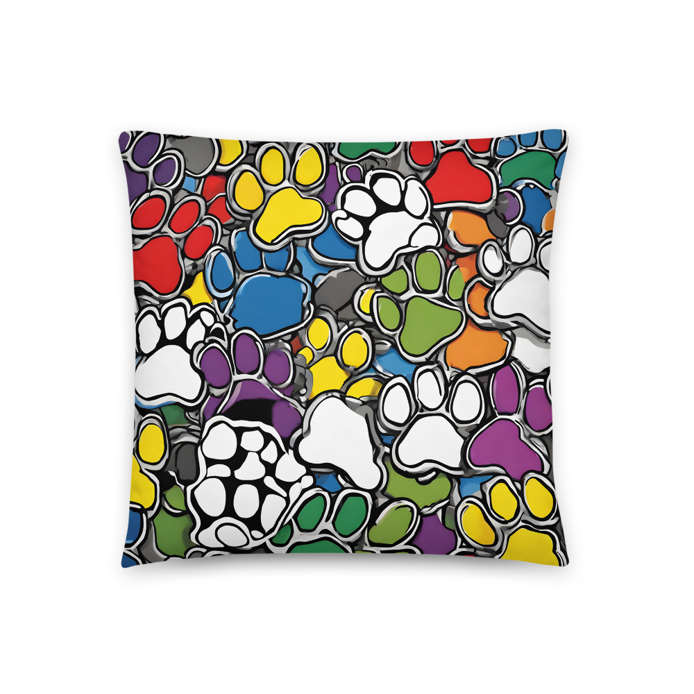 Paws Bursting in Colors Basic Pillow