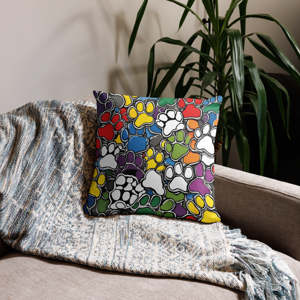 Paws Bursting in Colors Basic Pillow