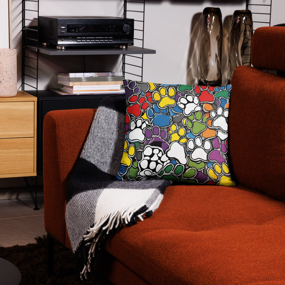 Paws Bursting in Colors Basic Pillow