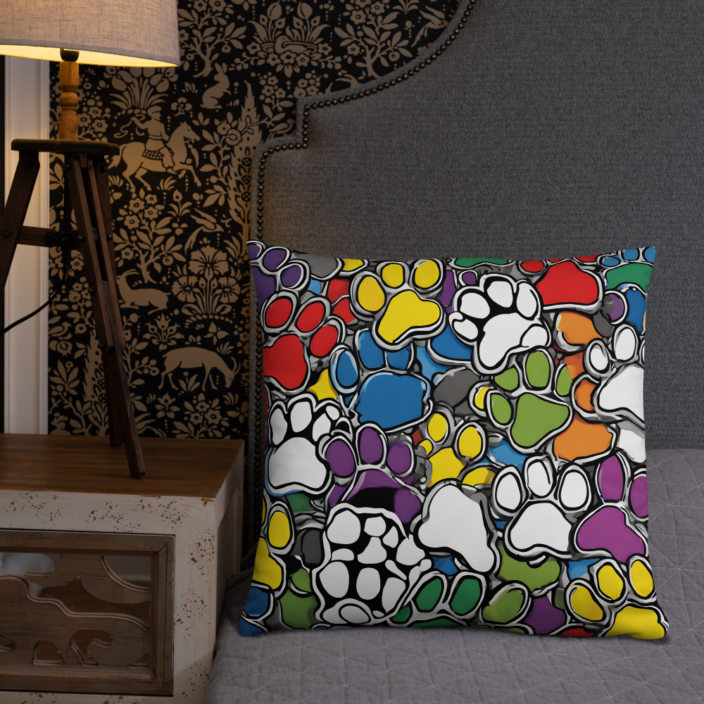 Paws Bursting in Colors Basic Pillow
