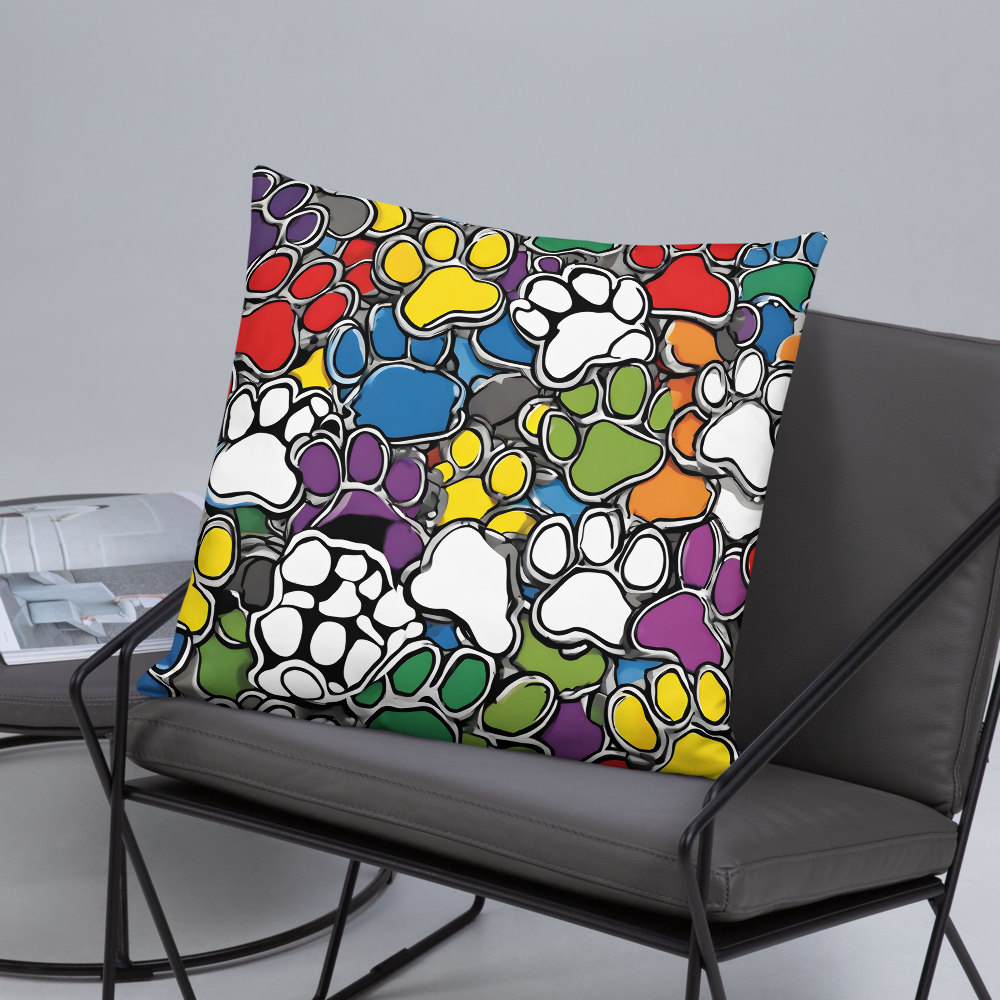 Paws Bursting in Colors Basic Pillow
