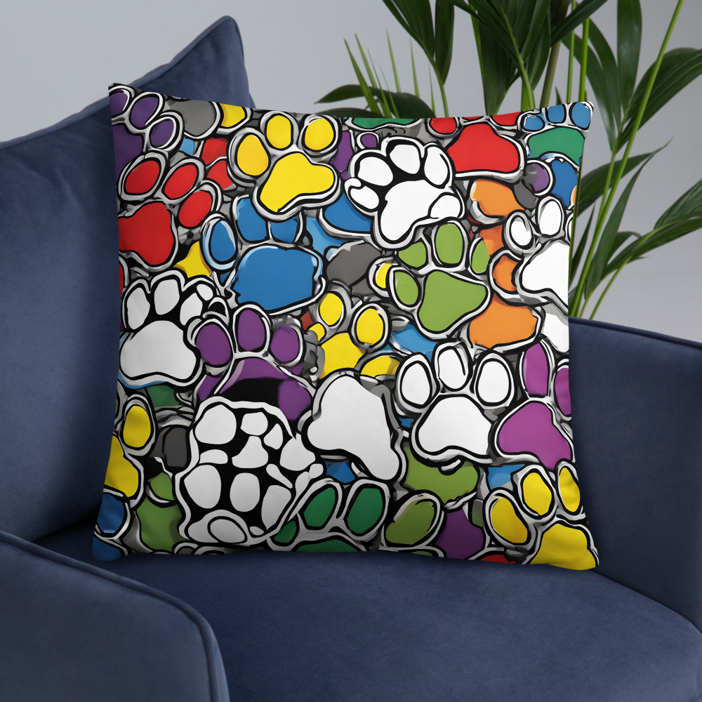 Paws Bursting in Colors Basic Pillow