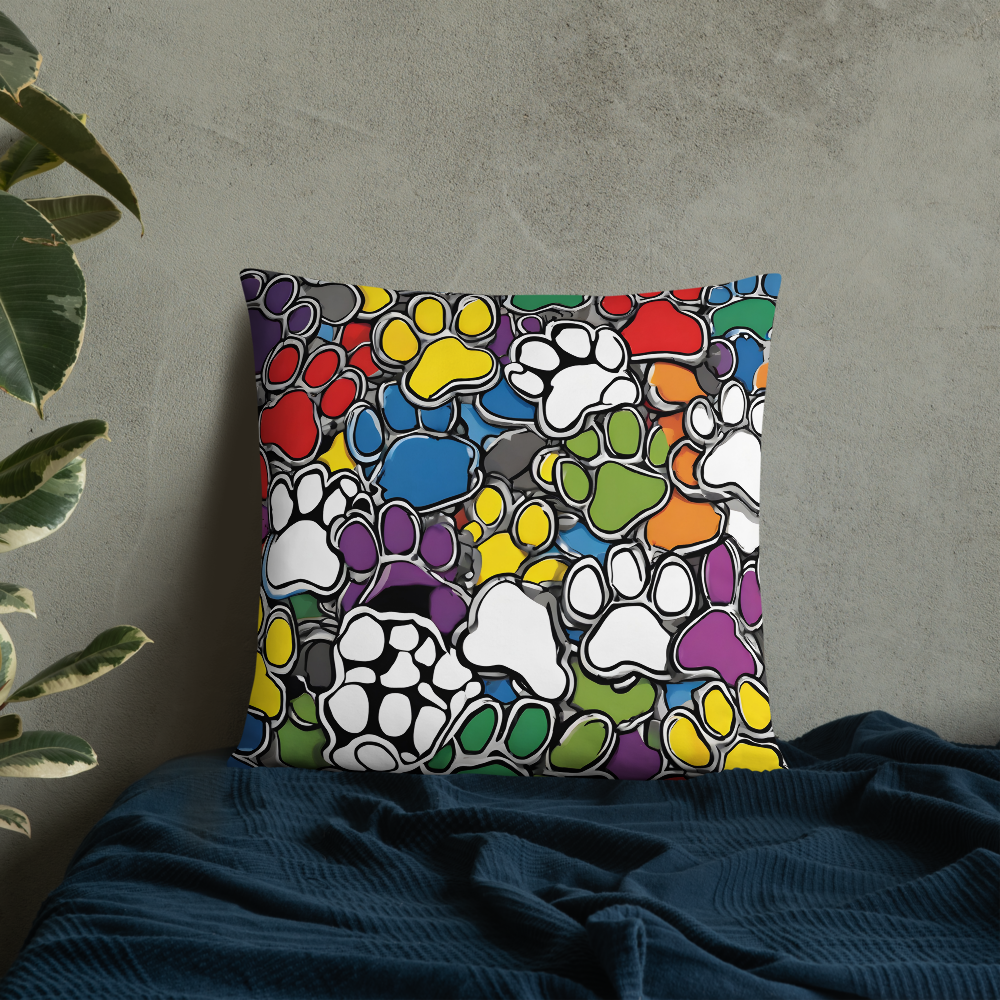 Paws Bursting in Colors Basic Pillow