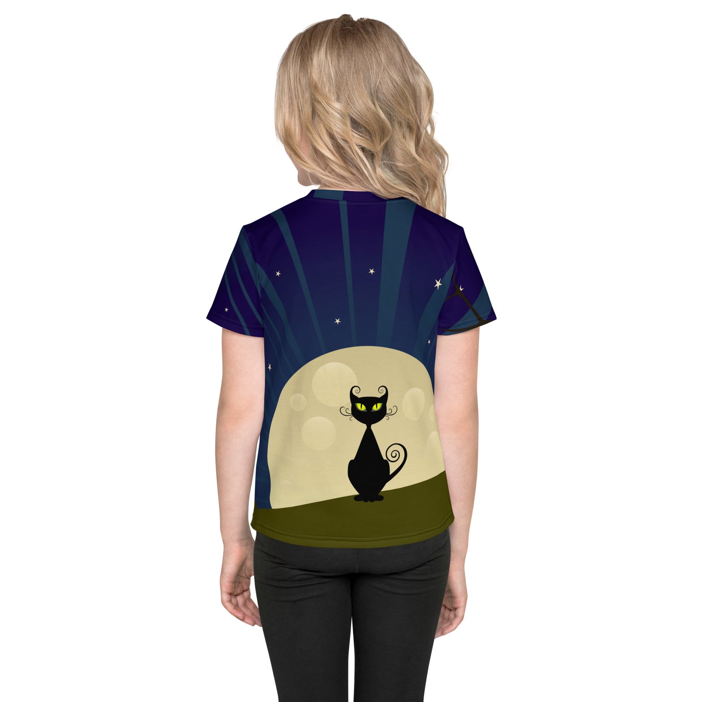 Cat and the Moon Kids crew neck t-shirt