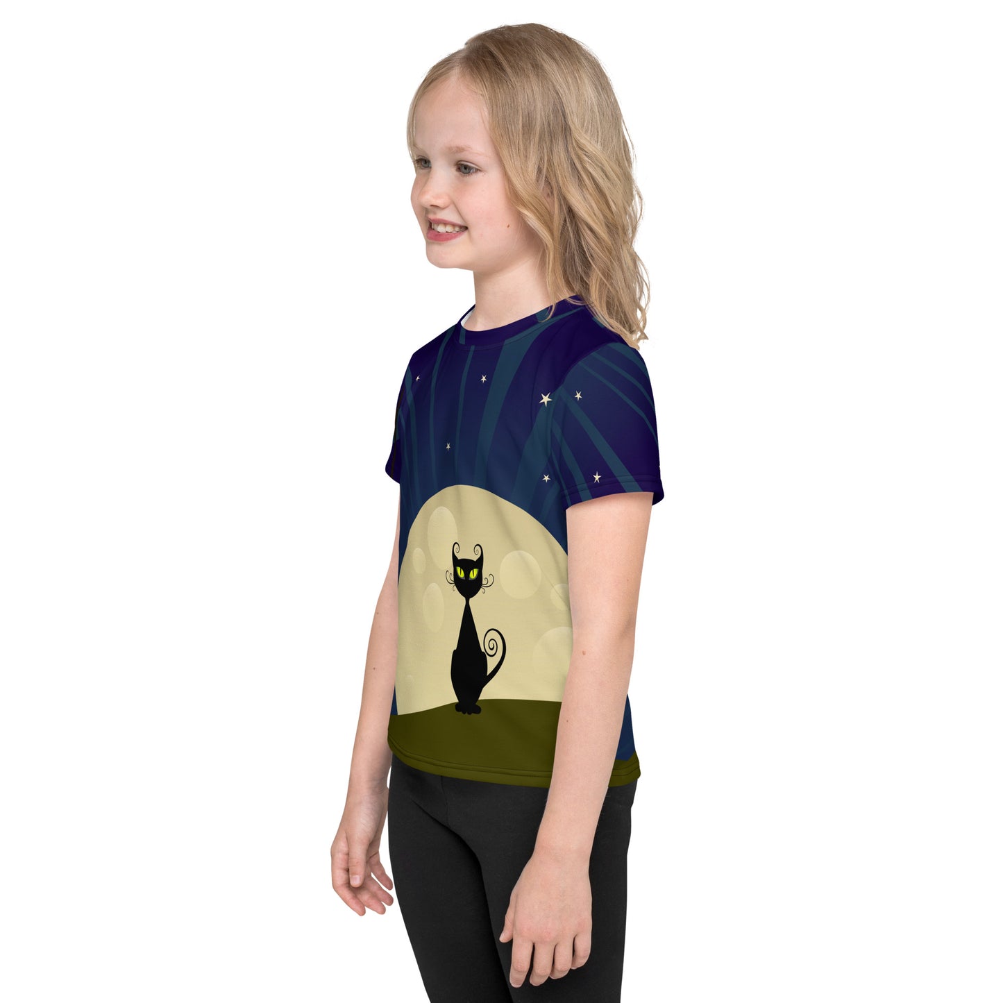 Cat and the Moon Kids crew neck t-shirt