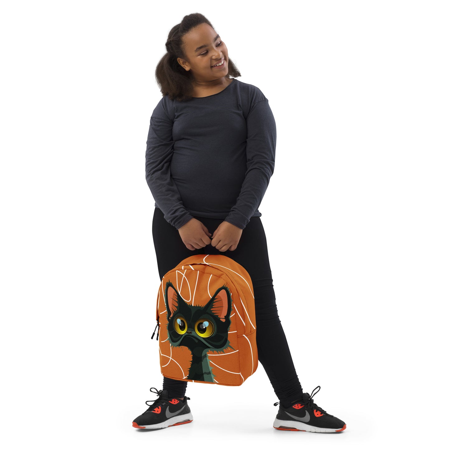 Cat with Orange background Minimalist Backpack