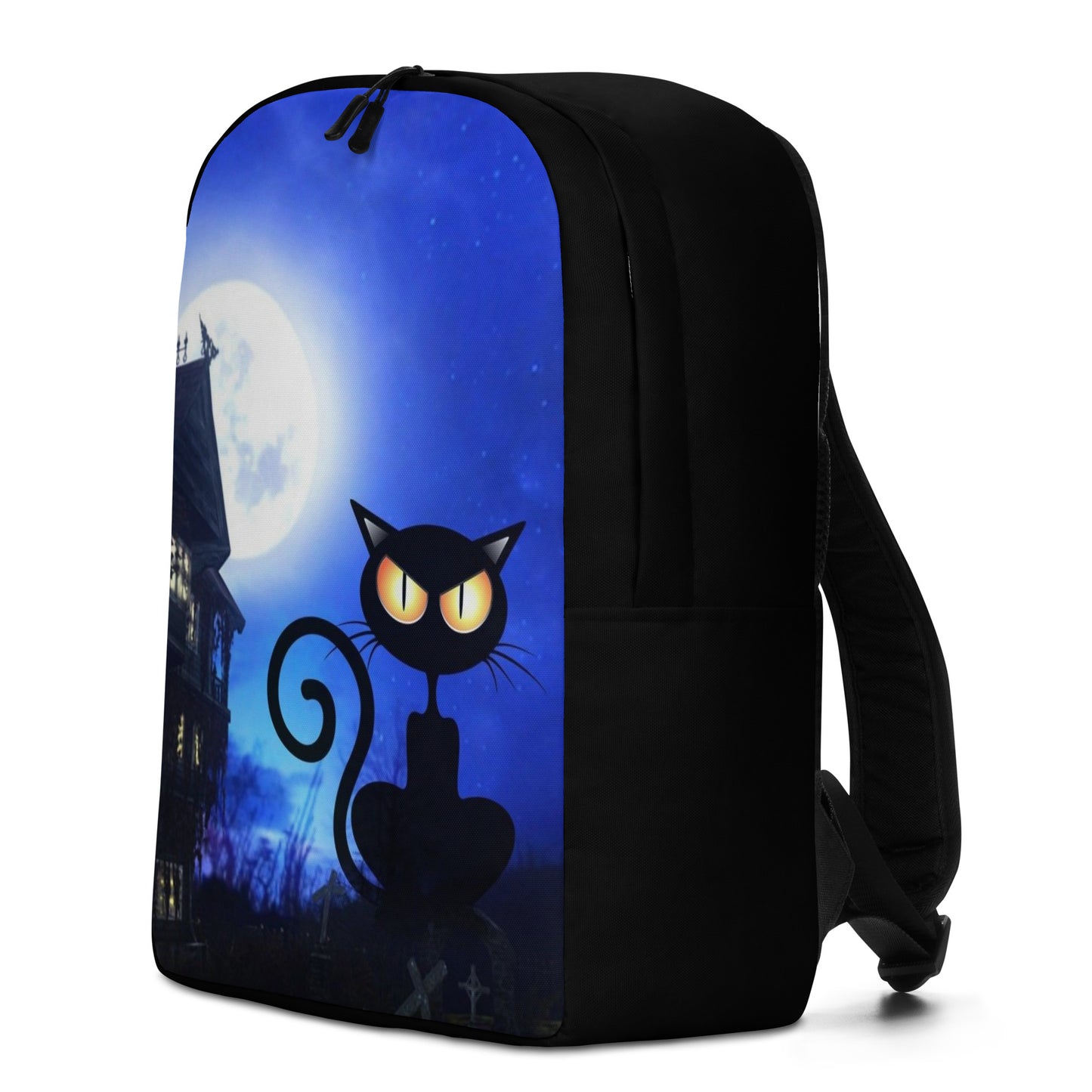 Cat and the Haunted House Minimalist Backpack