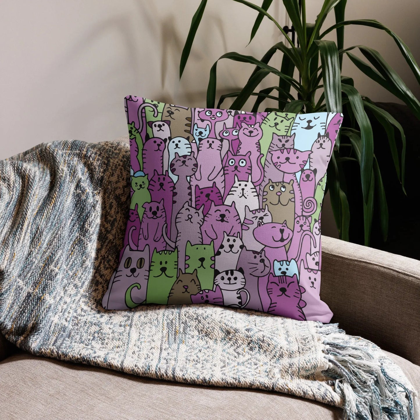 Cats All Over Pillow - Premium Comfort for Cat Lovers - 4Legz