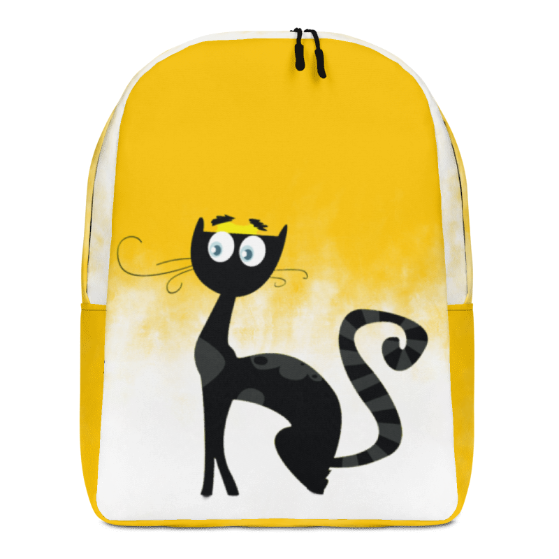 Black Cat with Yellow Background Minimalist Backpack