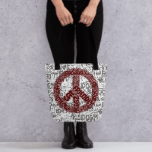 Peace Sign with Cat Words Tote bag