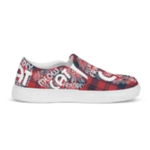 Cat Play on Words Red and Blue Women’s slip-on canvas shoes - 4Legz