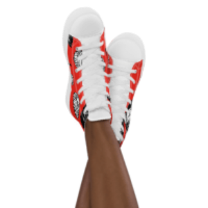 Black Cat and Red Women’s high top canvas shoes
