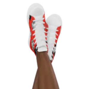 Black Cat Red Women's High Shoes - Unique Stylish Canvas Footwear - 4Legz