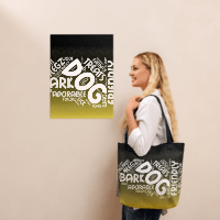 Dog Play on Words Black to Yellow Tote bag