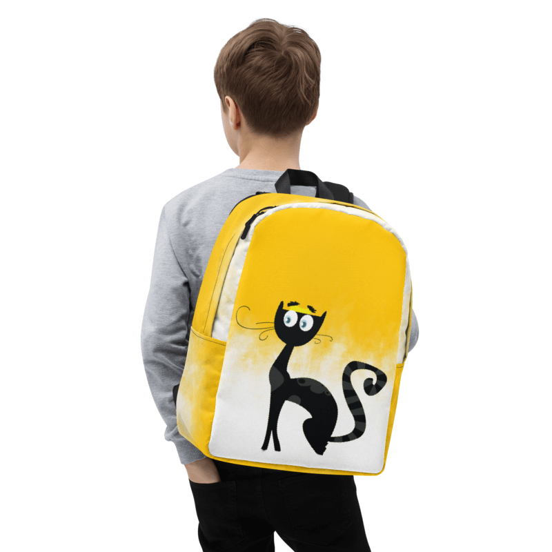 Black Cat with Yellow Background Minimalist Backpack