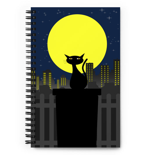 Yellow Moon with Cat Spiral notebook