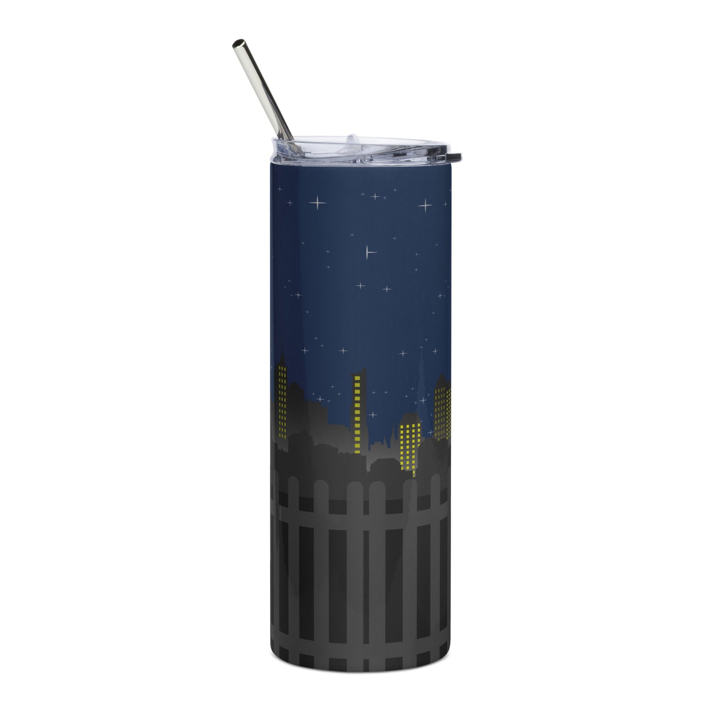 Yellow Moon with Cat Stainless steel tumbler