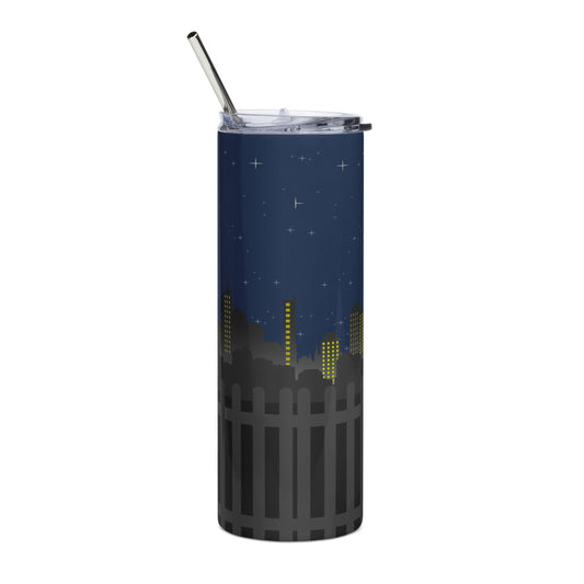 Yellow Moon with Cat Stainless steel tumbler