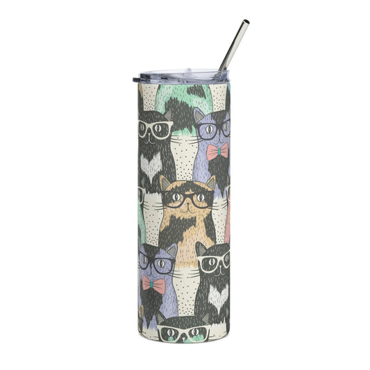 Cats All Over Tumbler - Stainless Steel Travel Mug for Cat Lovers - 4Legz