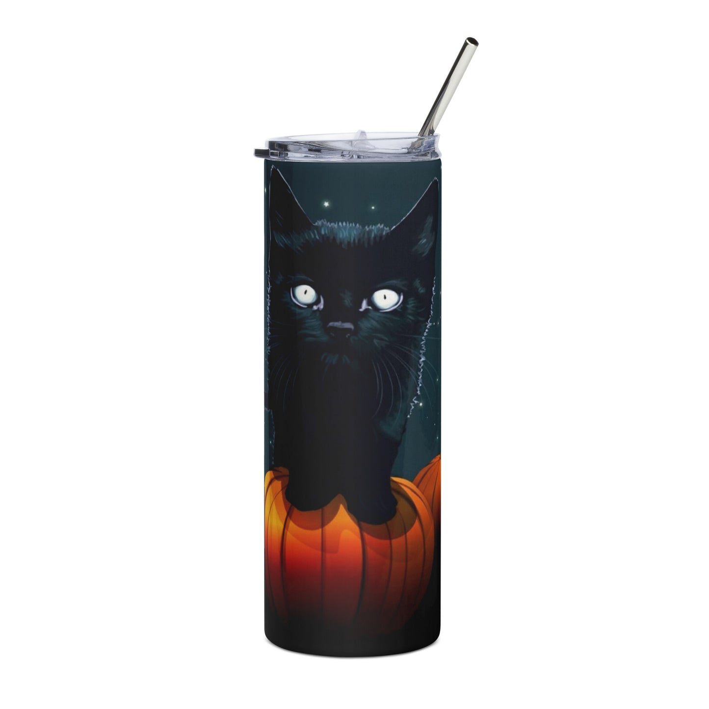 Pumpking Cat Stainless steel tumbler