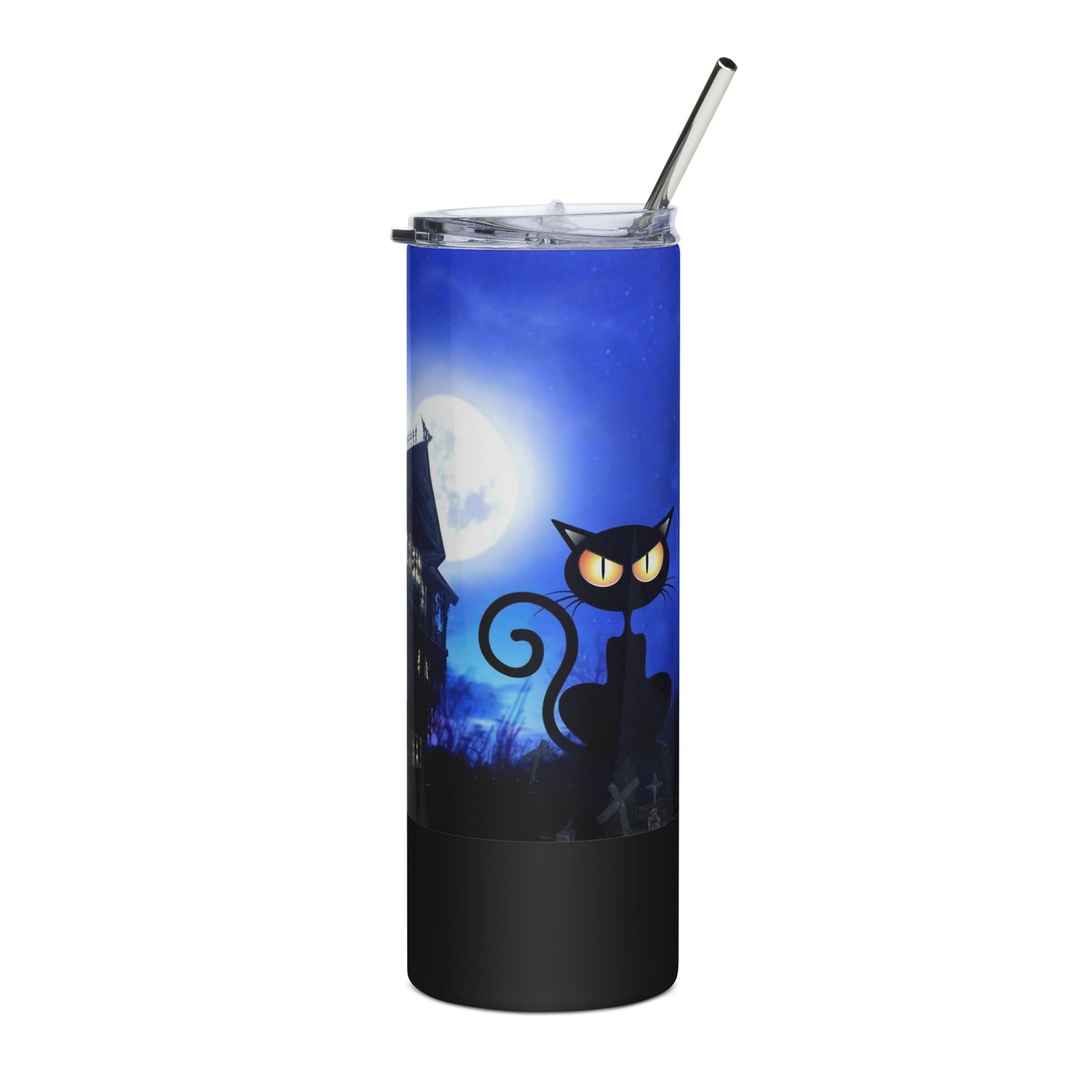 Cat and the Haunted House Stainless steel tumbler