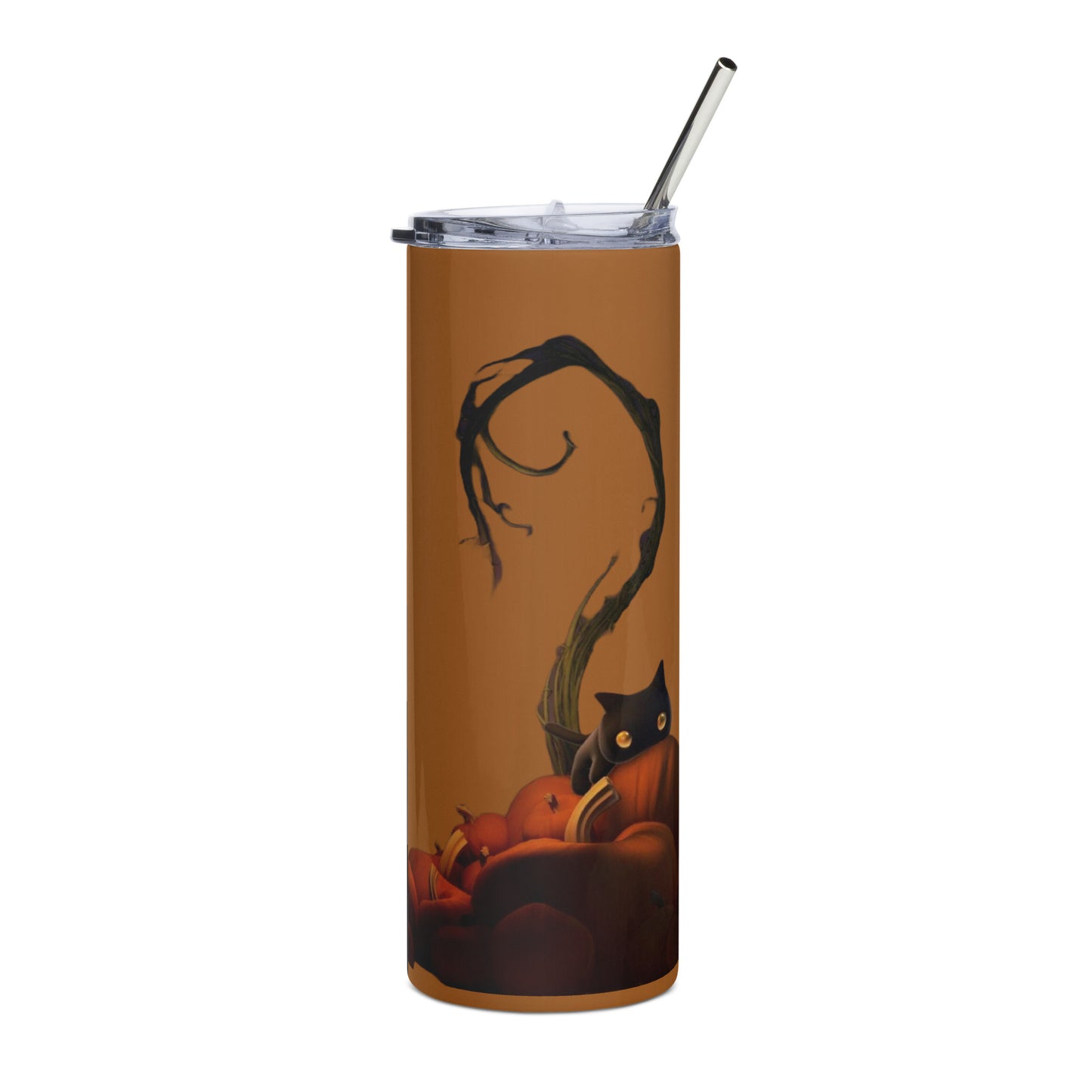 Kitty Cat and Pumpkin Stainless steel tumbler