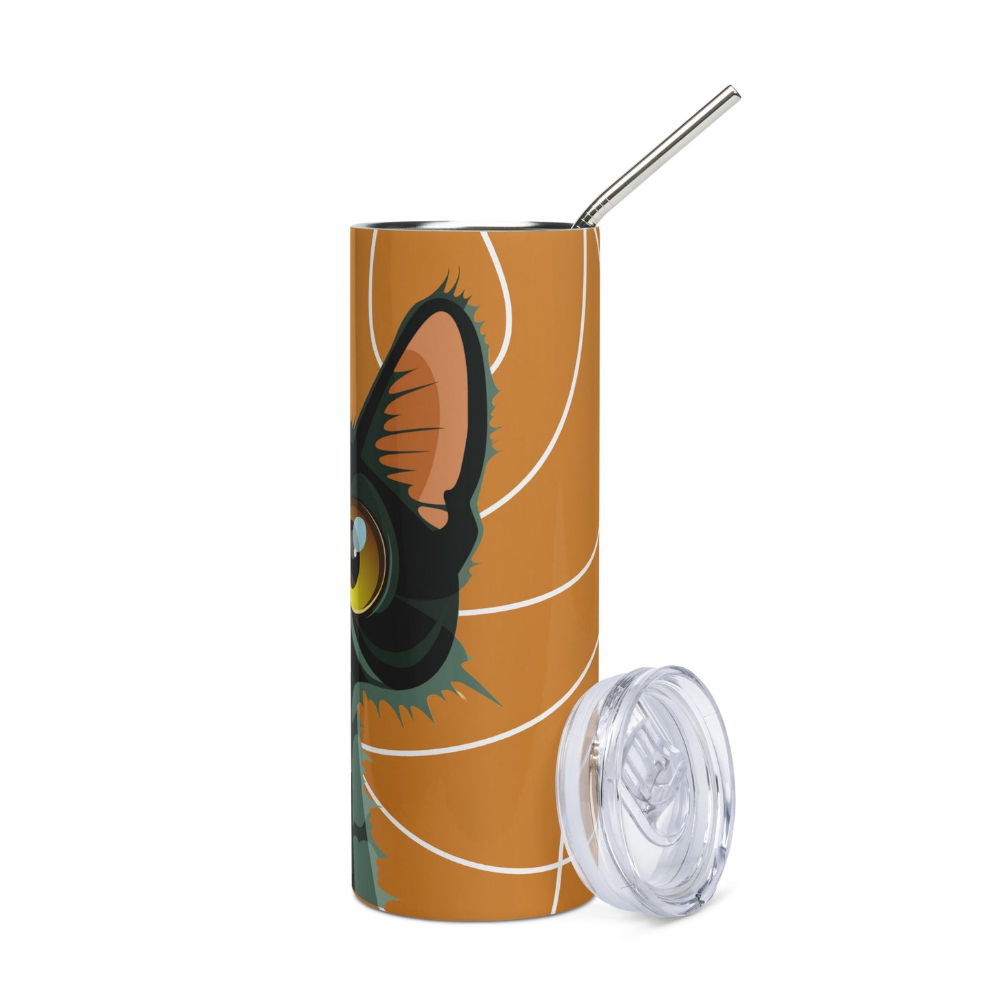 Cat with Orange background Stainless steel tumbler