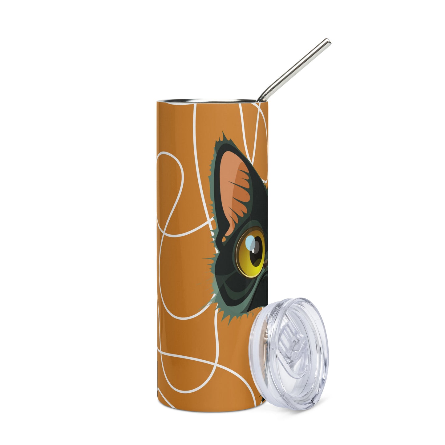 Cat with Orange background Stainless steel tumbler
