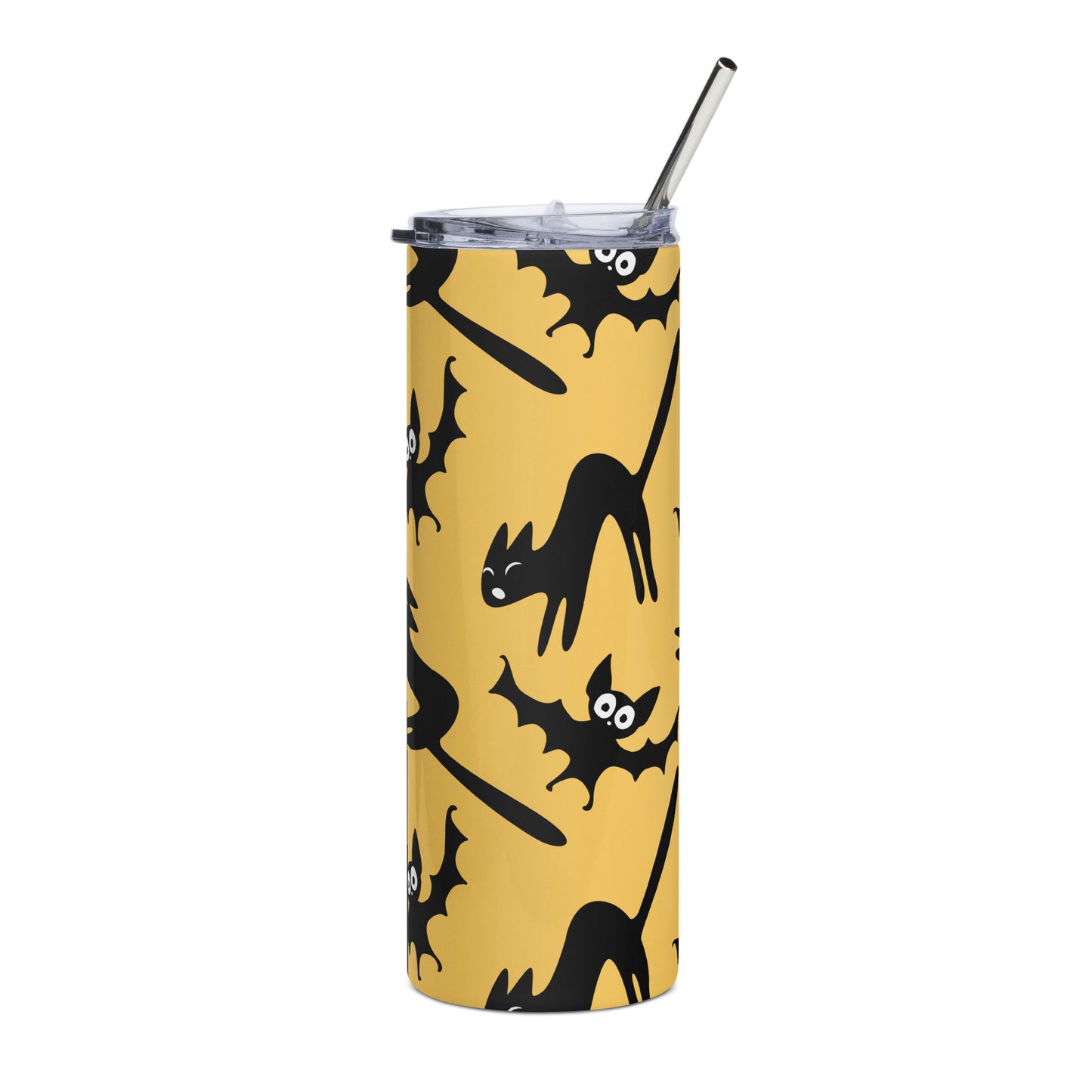 Black Cats and Bats Stainless steel tumbler