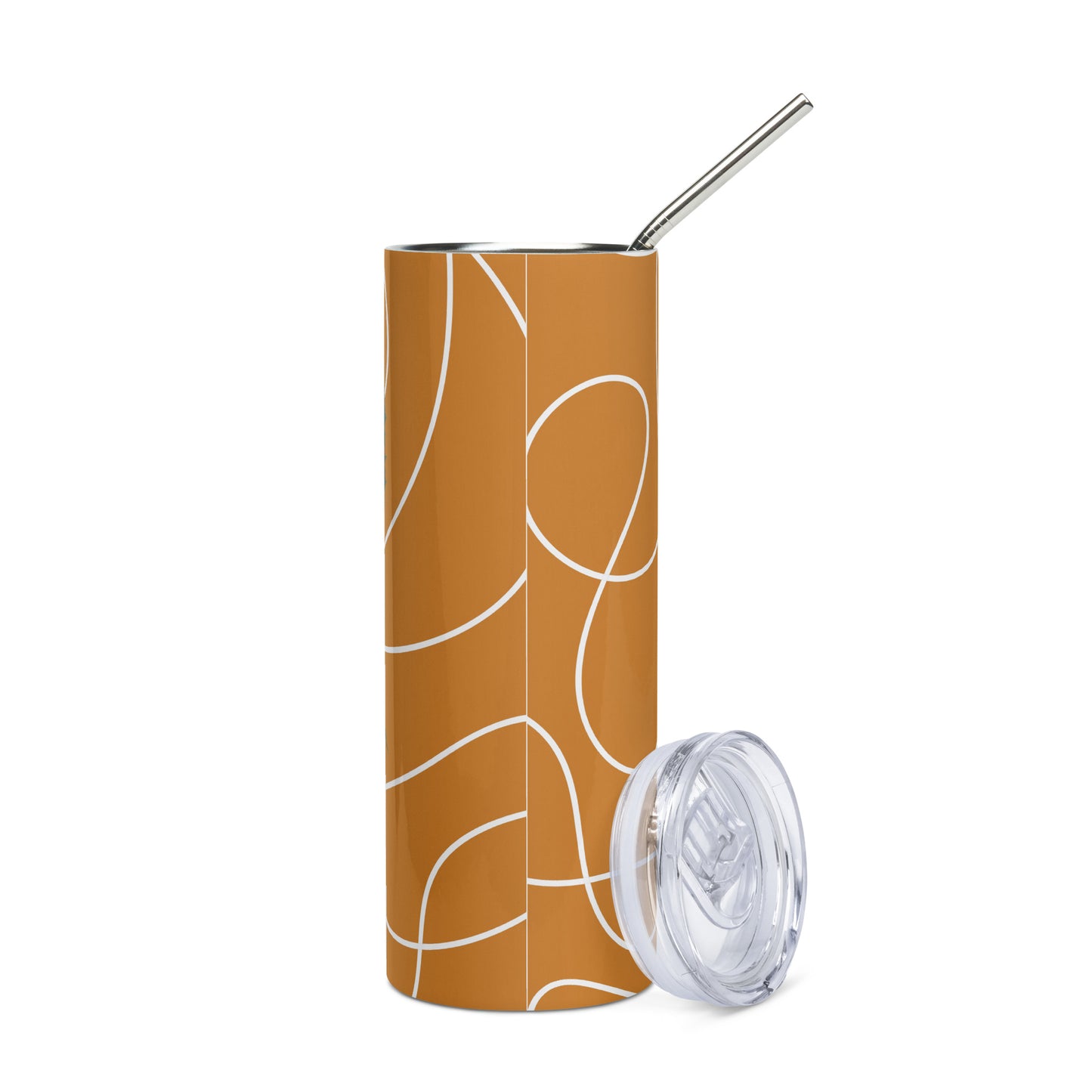 Cat with Orange background Stainless steel tumbler