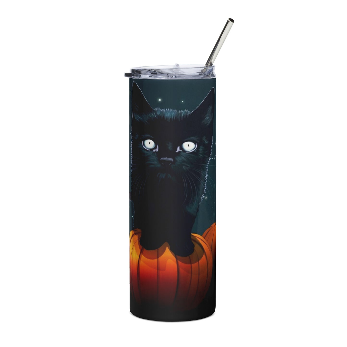 Pumpking Cat Stainless steel tumbler