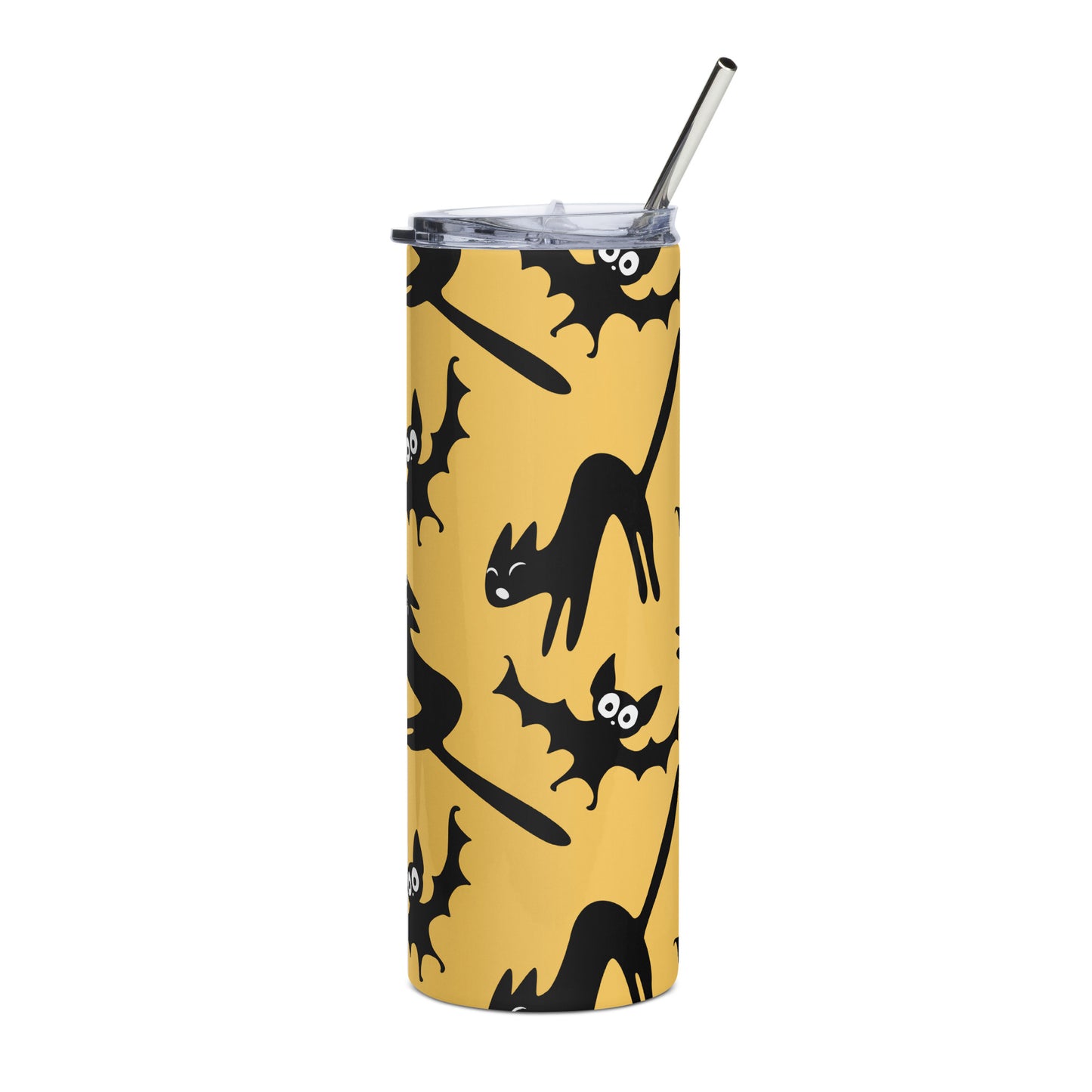 Black Cats and Bats Stainless steel tumbler