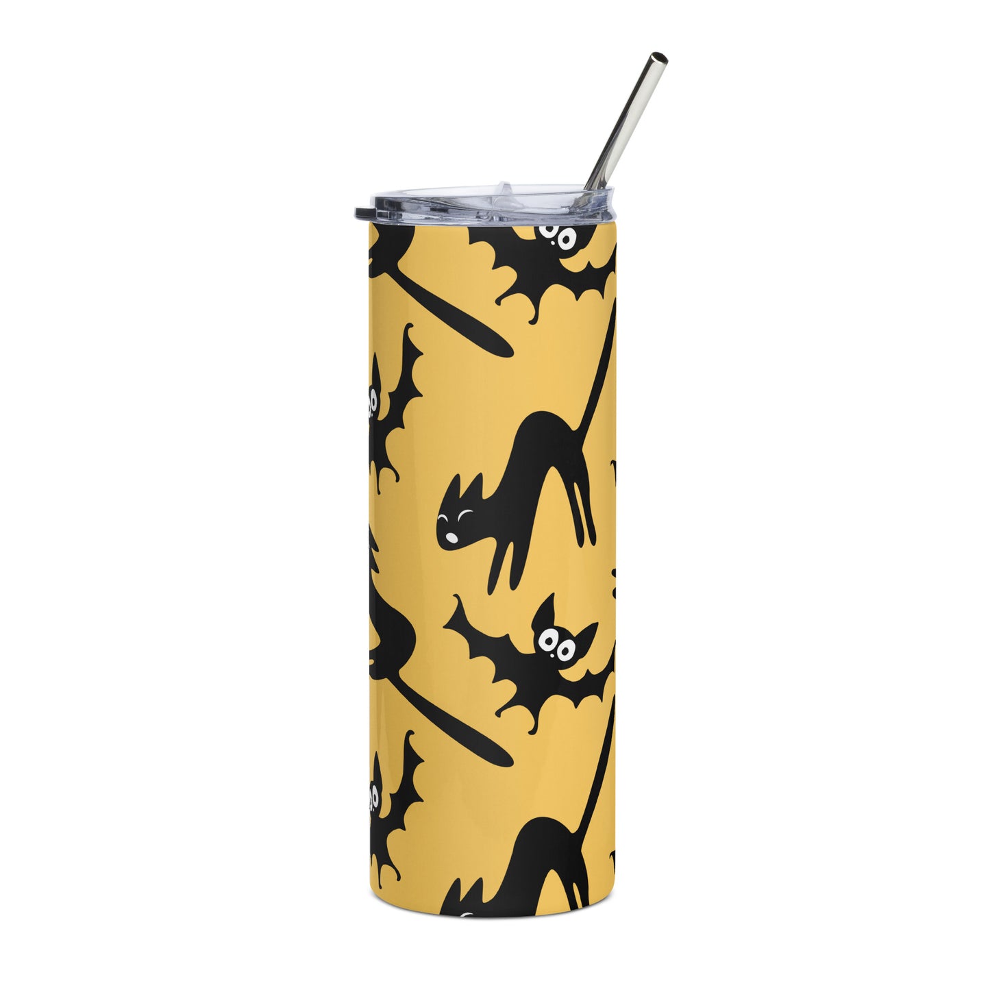 Black Cats and Bats Stainless steel tumbler