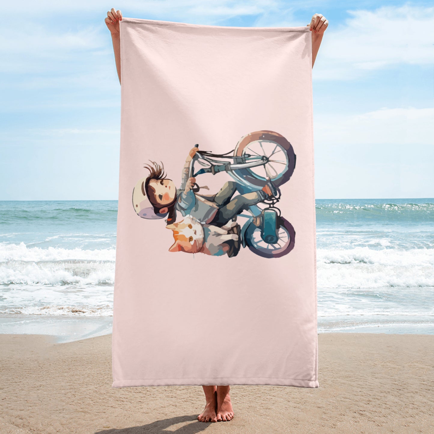 The Girl and her Cat Towel