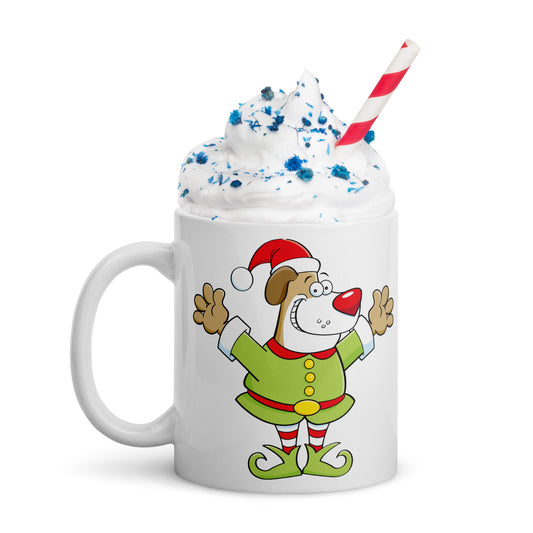 Santa Dog White glossy mug
