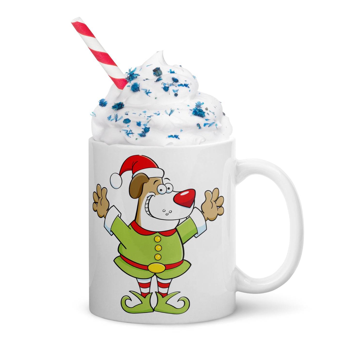 Santa Dog White glossy mug
