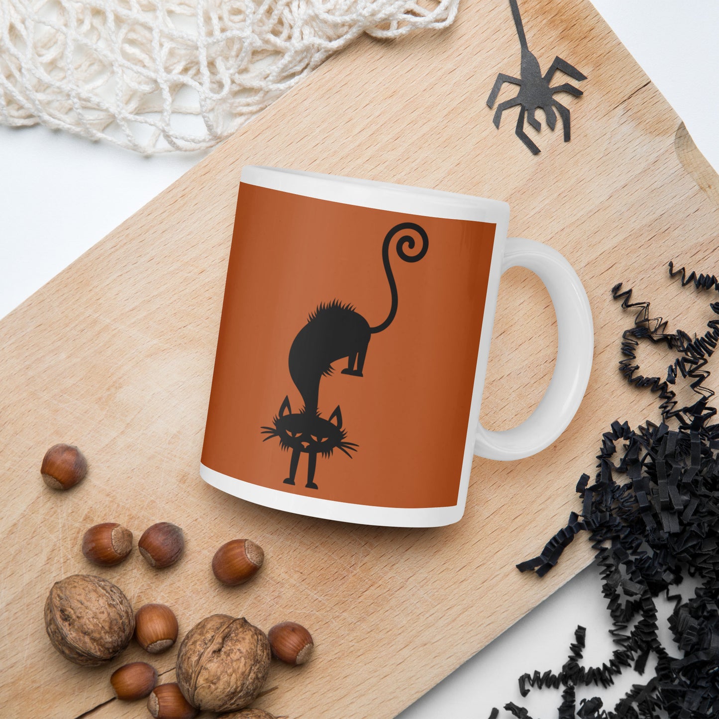 Black Cat Orange glossy mug