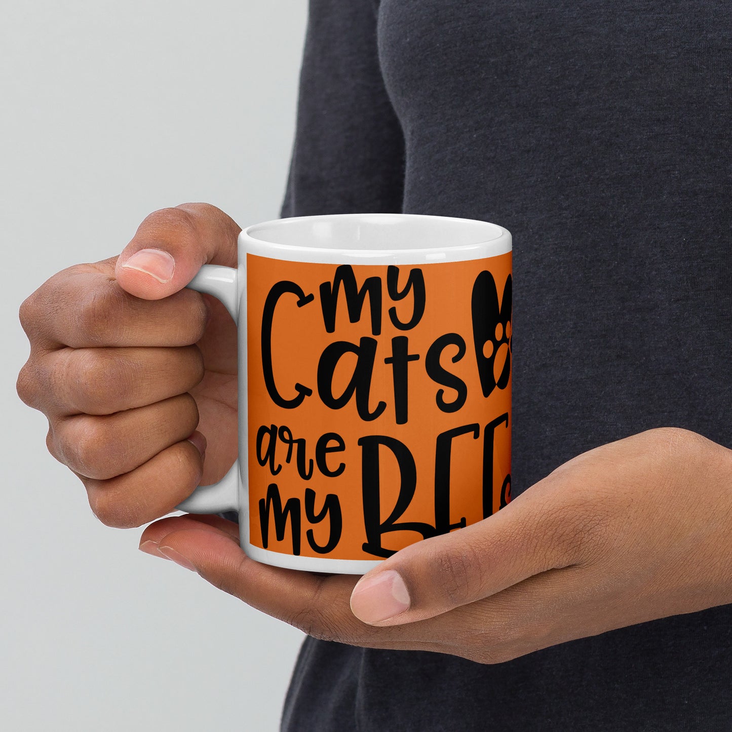 Cats are my BFF White glossy mug