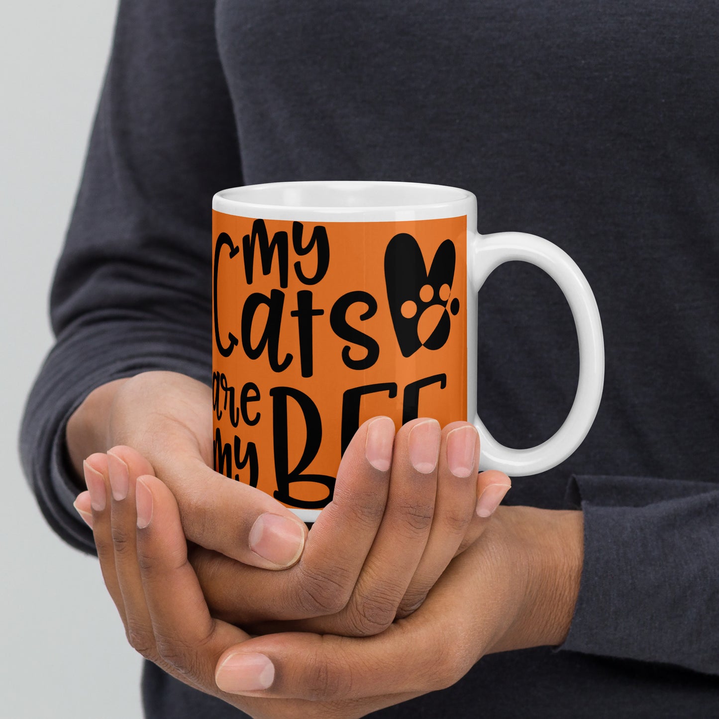 Cats are my BFF White glossy mug