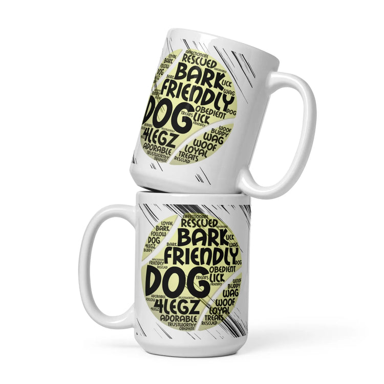 Dog Tennis Ball Words White glossy mug - 4Legz