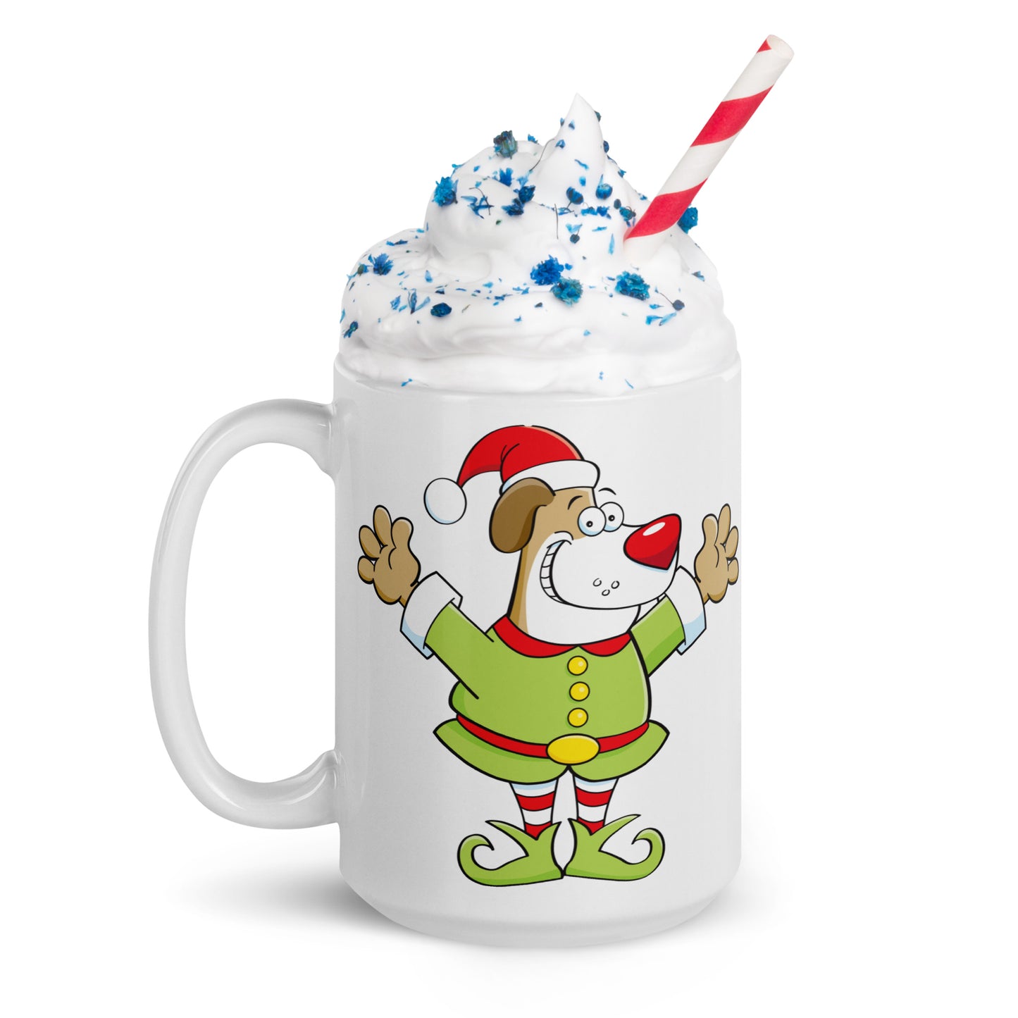 Santa Dog White glossy mug